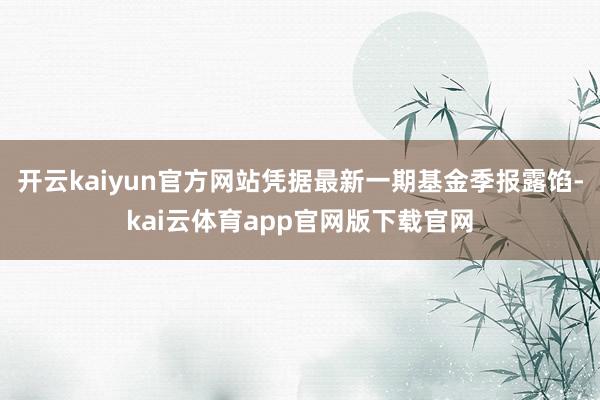 开云kaiyun官方网站凭据最新一期基金季报露馅-kai云体育app官网版下载官