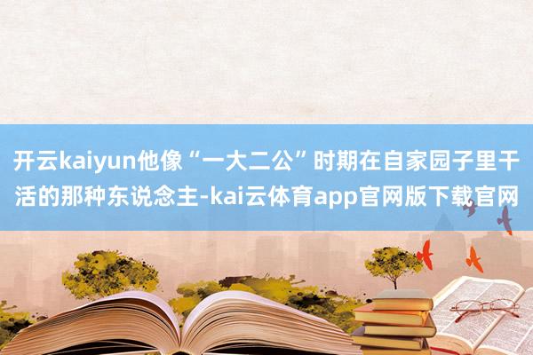 开云kaiyun他像“一大二公”时期在自家园子里干活的那种东说念主-kai云体育app官网版下载官网