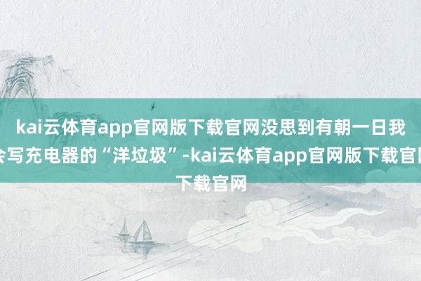 kai云体育app官网版下载官网没思到有朝一日我会写充电器的“洋垃圾”-kai云体育app官网版下载官网
